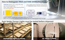Afbeelding in Gallery-weergave laden, Spider Farmer SF 1000, SE series, Meanwell driver, dimmer, samsung LED, flexiebel, grow light, gloeilicht, kweeklamp, ce certificaat, Osram, ppe 2.75 mol, samsung horticulture LED, high PPFD, wit licht, full spectrum, 300watt, daisy chain, energy saving, SE5000, yoyo, kwaliteit, hydroponic, grow tent, greenhouse, Samsung LED
