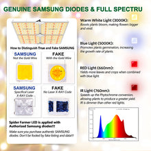Afbeelding in Gallery-weergave laden, Spider Farmer SF 2000, SE series, Meanwell driver, dimmer, samsung LED, flexiebel, grow light, gloeilicht, kweeklamp, ce certificaat, Osram, ppe 2.75 mol, samsung horticulture LED, high PPFD, wit licht, full spectrum, 300watt, daisy chain, energy saving, SE5000, yoyo, kwaliteit, hydroponic, grow tent, greenhouse, Samsung LED
